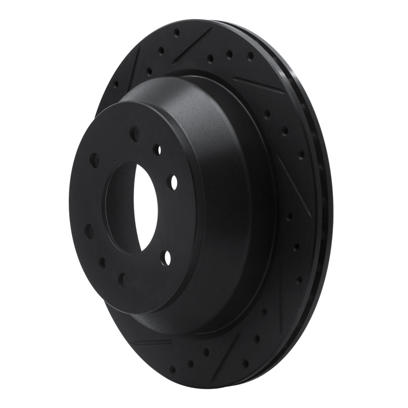 Buick Rainier Brake Rotor (1) - Rear Left - R1 Concepts - Drilled & Slotted - Black - `02-`09